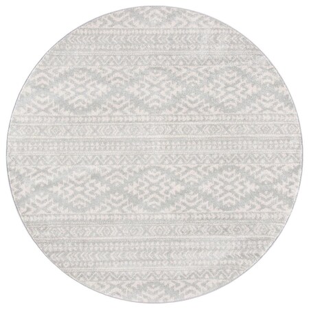 Safavieh 10 x 10 ft. Tulum Power Loomed Round Area Rug; Light Grey & Ivory TUL272F-10R